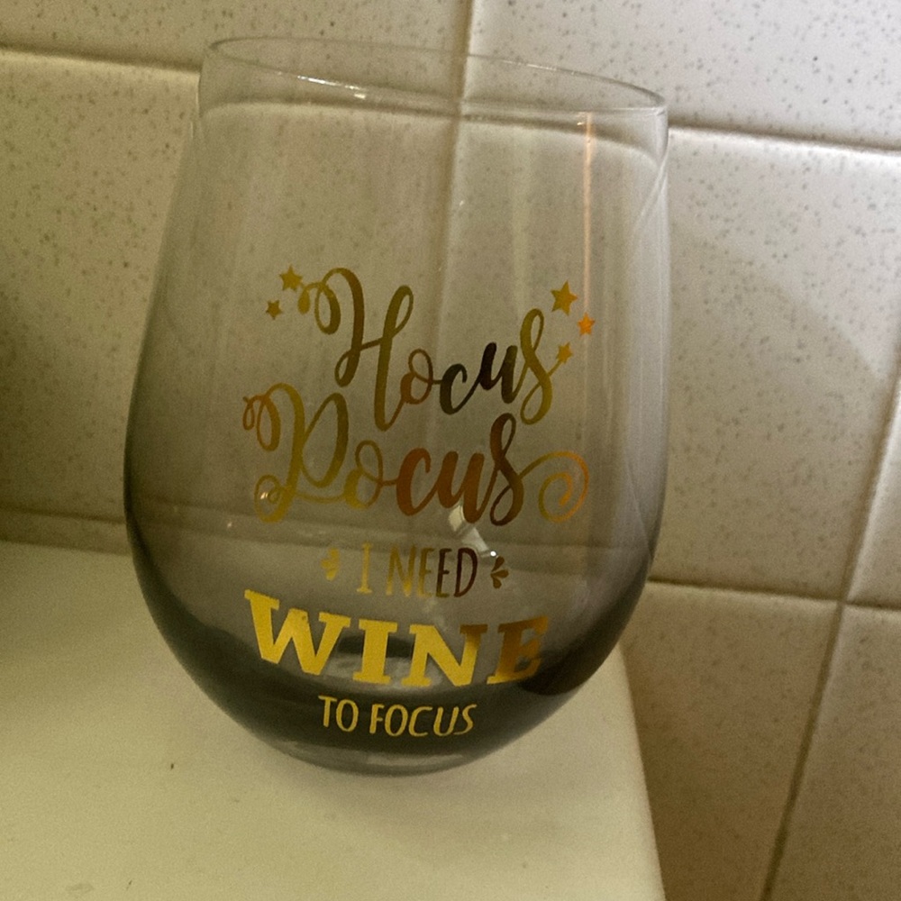 Clear to gray ombre Halloween wine glass